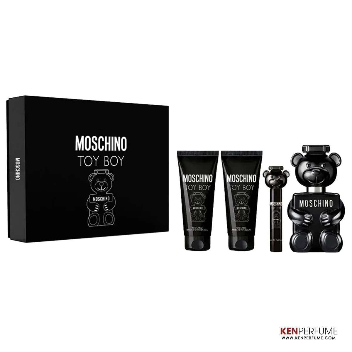 Set Nước Hoa Nam Moschino Toy Boy EDP 100ml + Bath & Shower Gel (100ml + After Shave Balm 100ml + Mini 10ml)